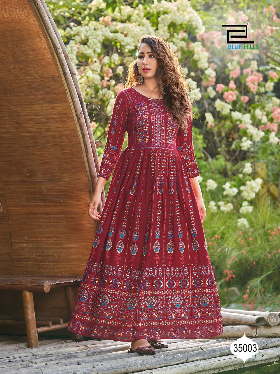 Blue Hills Walkway 35 New Ethnic Wear Printed Rayon Anarkali Kurti Collection